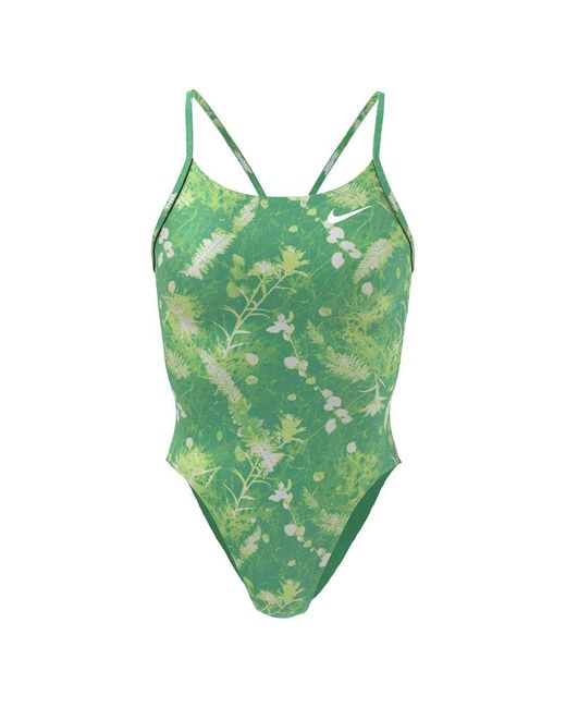 Nike Cut Out Swimsuit in Green Lyst