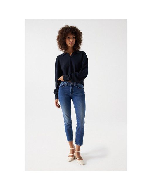 Salsa Jeans Destiny Cropped Slim Fit Jeans / Woman in Blue | Lyst