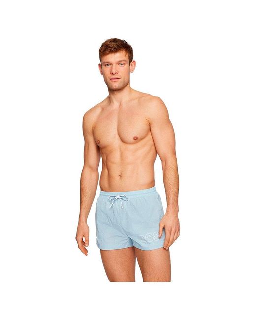 HUGO Synthetic Printed Swim Shorts in Blue for Men Mens Clothing Beachwear 