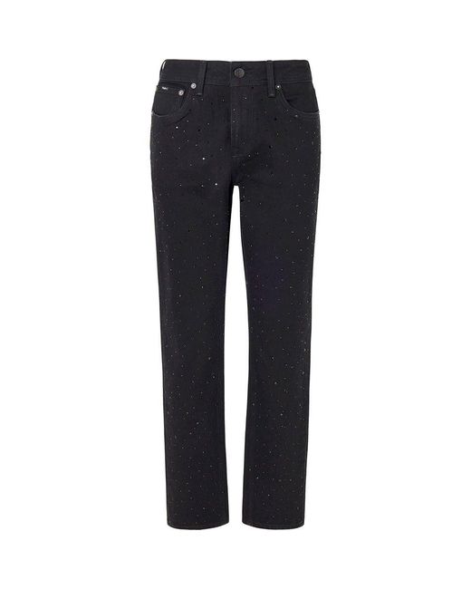 Pepe Jeans Tapered Sparkle Fit High Waist Jeans / in Blue | Lyst