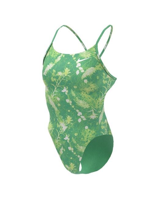 Nike Cut Out Swimsuit in Green Lyst