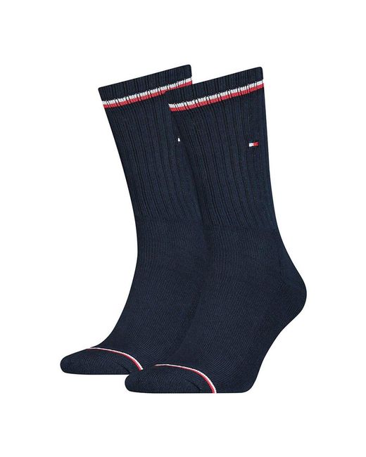 Tommy Hilfiger Cotton Iconic Crew Socks 2 Pairs in Dark Navy (Blue) for Men  - Lyst