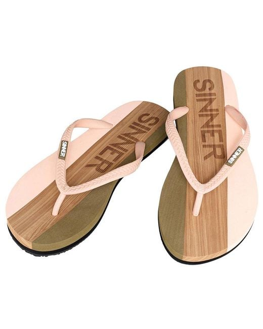 Sinner Rubber Capitola Flip Flops in Light Pink / Light Brown (Brown