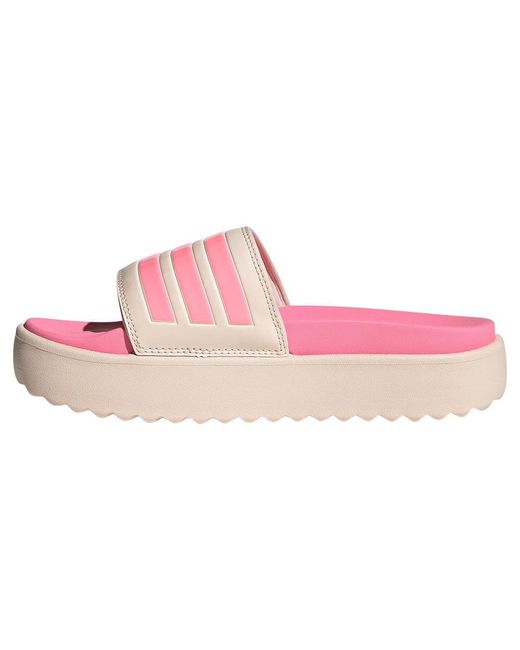 adidas Adilette Platform Slides in Pink | Lyst