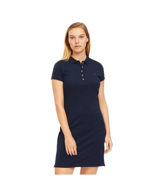 Tommy Hilfiger Cotton Heritage Slim Polo Dress in Midnight (Blue) | Lyst