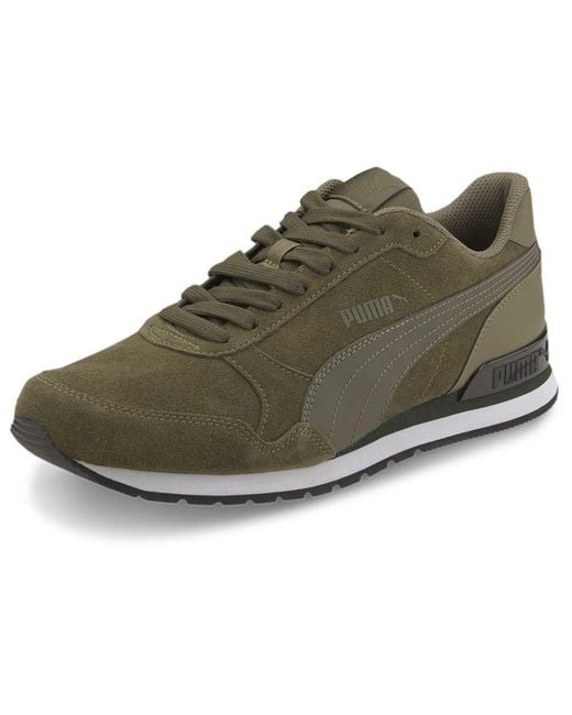 PUMA Suede St Runner V2 Sd Trainers in Burnt Olive / Forest Night (Green)  for Men - Lyst