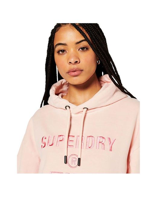 Superdry Code Cl Garment Dye Os Hoodie in Pink | Lyst
