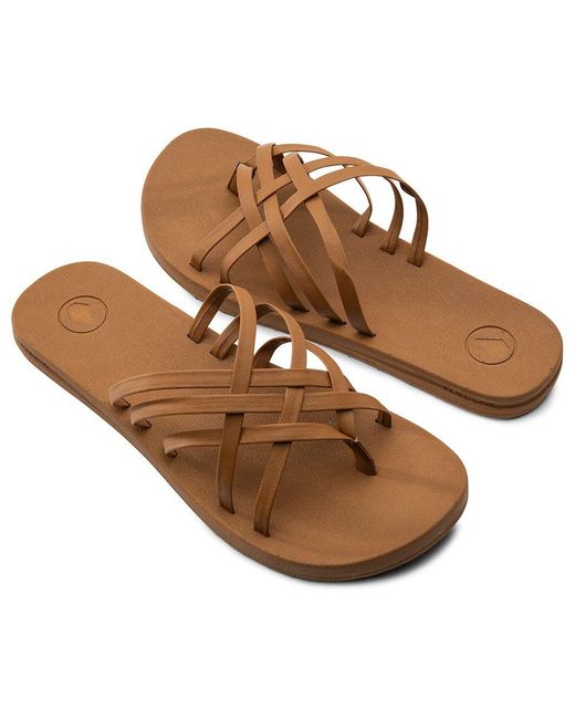 Volcom Rubber E-cliner Multi Strap Flip Flops in Cognac (Brown) | Lyst