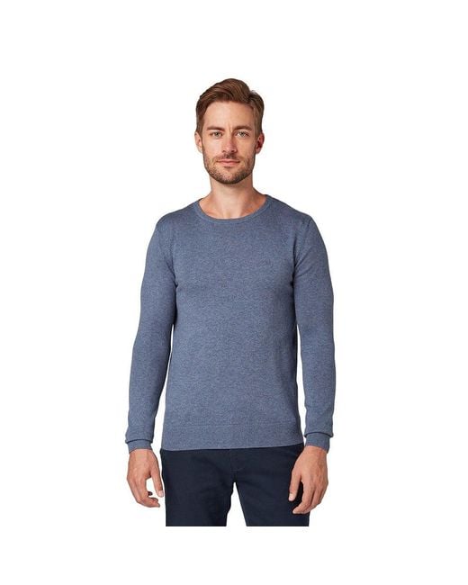 Tom Tailor Cotton Basic Crew Sweater in Vintage Indigo Blue Melange (Blue)  for Men | Lyst