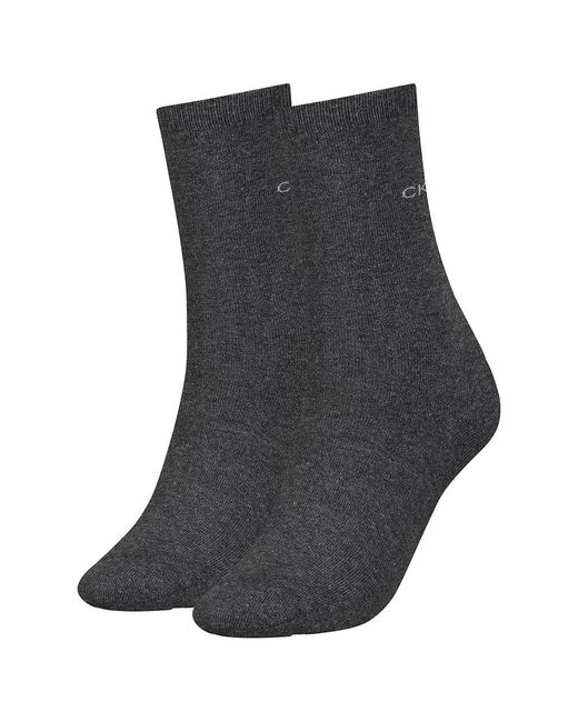 Calvin Klein Cotton Socks 2 Pairs in Dark Grey Melange (Gray) | Lyst