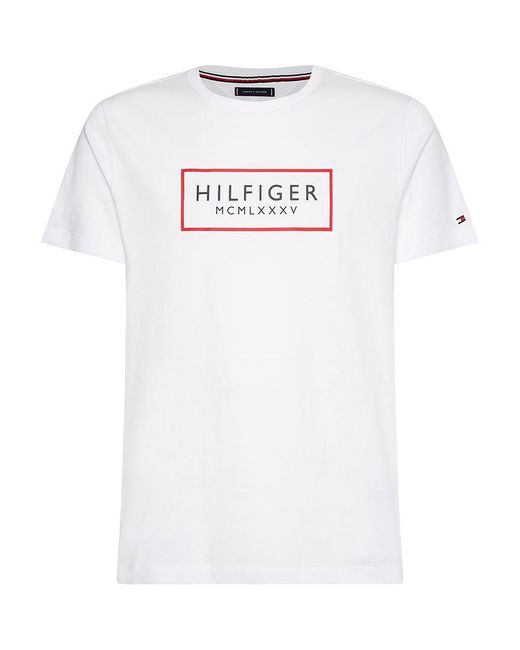 Tommy Hilfiger Cotton Box Outline Short Sleeve Shirt in White for Men ...
