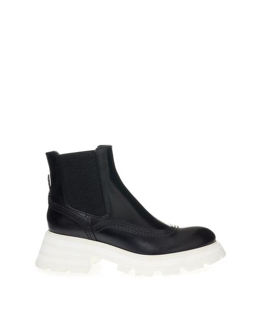 Alexander McQueen Black Chelsea Stiefel Weiber Absatz