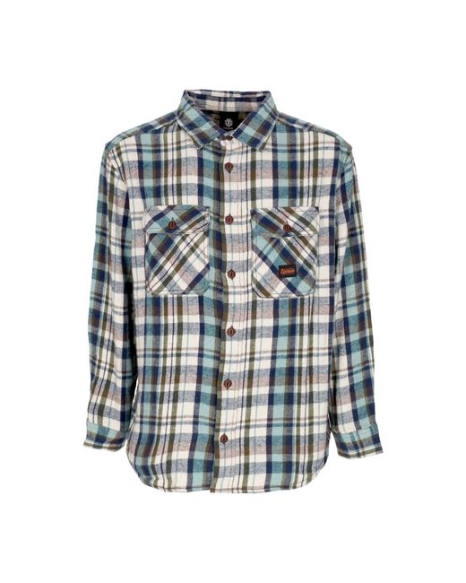 Element Hueco Overhemd Met Lange Mouwen Klassiek Overhemd Hueco Plaid Kastanje/Mineraal in het Blue voor heren