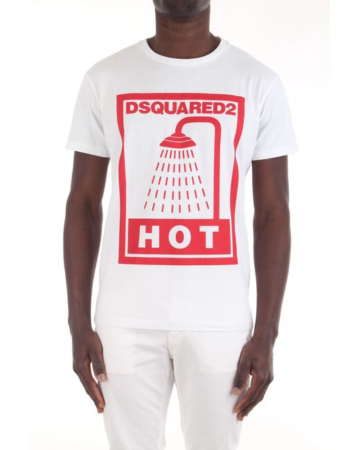 DSquared² Weisses Maxi-T-Shirt Mit 'Hot'-Aufdruck in Red für Herren