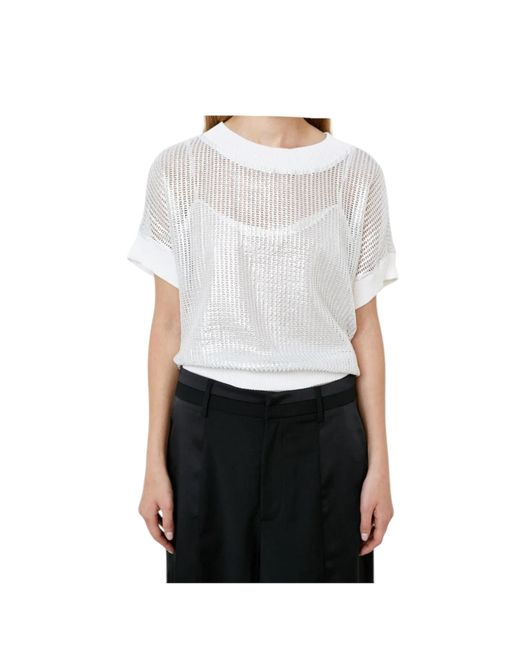 T-Shirt A Manches Demi Pour Femme Enduit D'Argent MEIMEIJ en coloris White