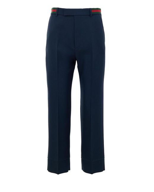 Gucci Blaue Sartorialhose Mit Detailliertem Web Tape in Blue für Herren