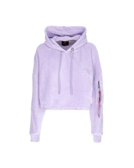 Alpha Industries Women's Purple Lightweight Cropped Hoodie Frottee Hoodie  Cos Wmn - Main Image