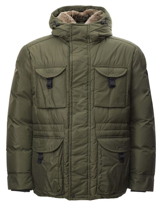 Peuterey Green Padded Jacket With Lapin Collar for men