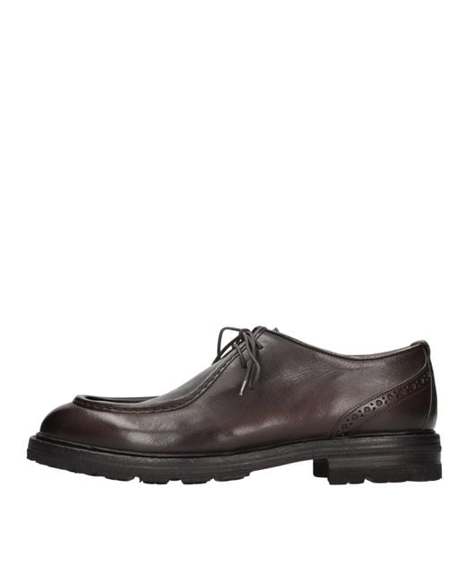 Pantanetti Brown Leather Lace-Up Widen Oxfords for men