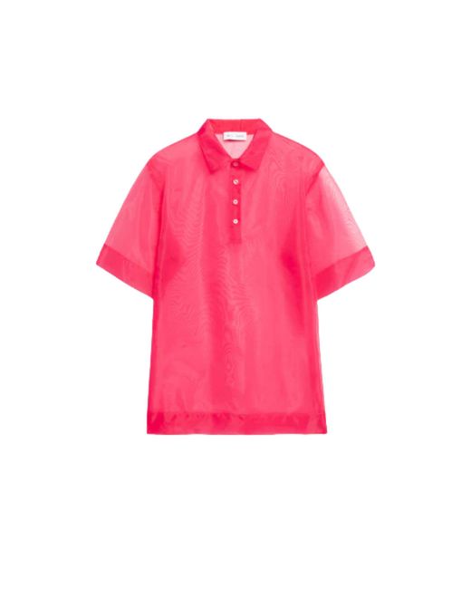 WEILI ZHENG Women's Pink Shirt Organza Pole