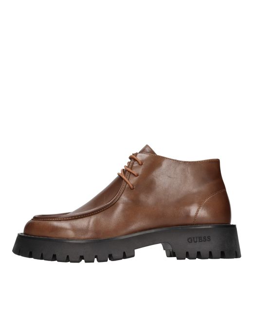 Guess Leather Ankle Rubber Sole Boots in Brown for Men Lyst
