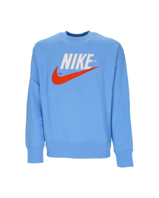 Nike Blue Lightweight Crewneck Sweatshirt Sportswear Trend Fleece Crew for men