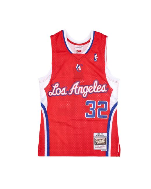 Mitchell &amp; Ness Red Basketball Tank Top Nba Swingman Jersey Hardwood Classics No 32 Blake Griffin 2010-11 Loscli for men