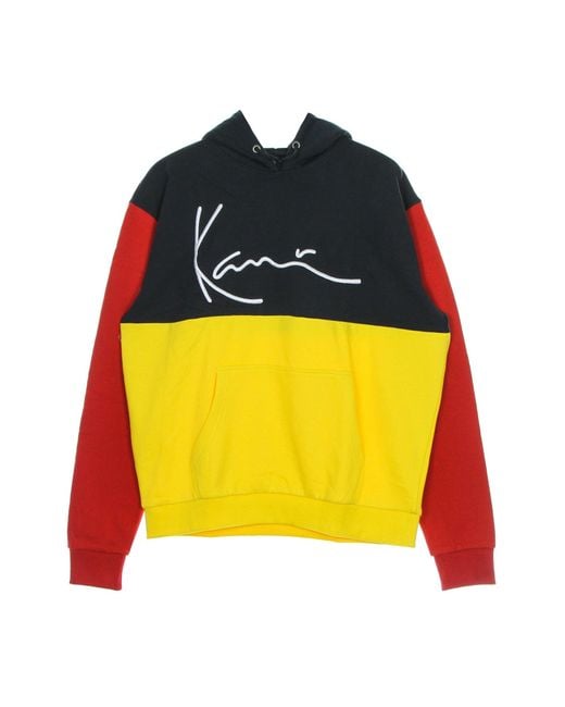 Karlkani Yellow Signature Block Teddy Hoodie for men