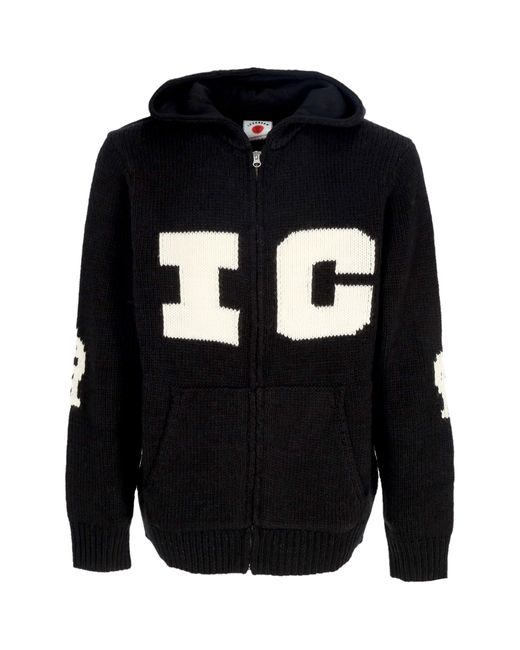ICECREAM Blue Cardigan Running Dog Knitted Zip Through Hoodie for men