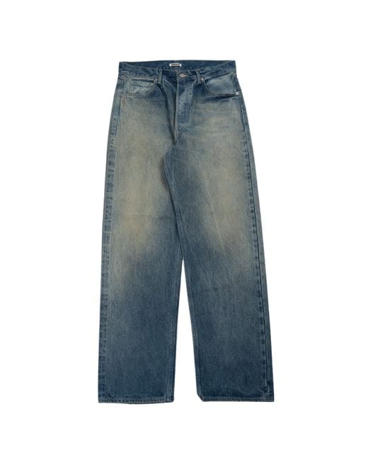 Auralee Selvedge Faded Heavy Denim Wide Pants Faded Indigo