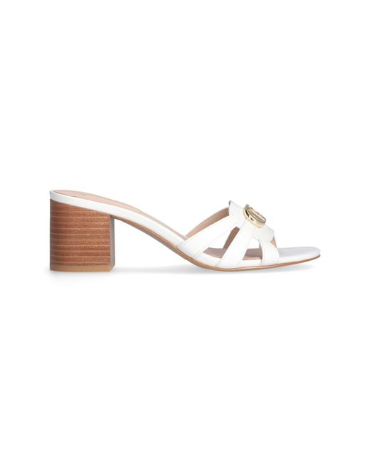 Liu Jo White Sofi Leder Sandalen 01 Mit Blatt Und Largo Absatz 6 Cm