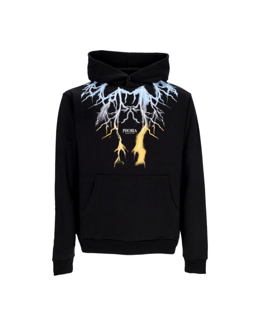 Phobia Leichtes Herren-Sweatshirt Mit Kapuze Und Zweifarbigem Lightning-Print in Black für Herren