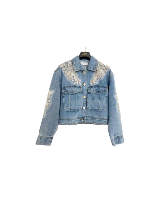 Trash and Luxury Blue Jeans Jacket With Applications