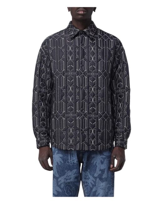 Palm Angels Blue Jacket All Monograms for men