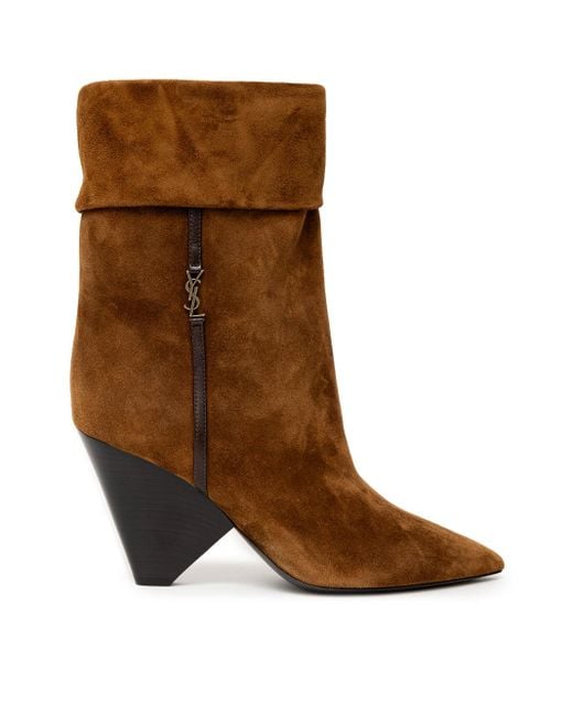Botas Niki En Suede Tabacco Saint Laurent de color Brown
