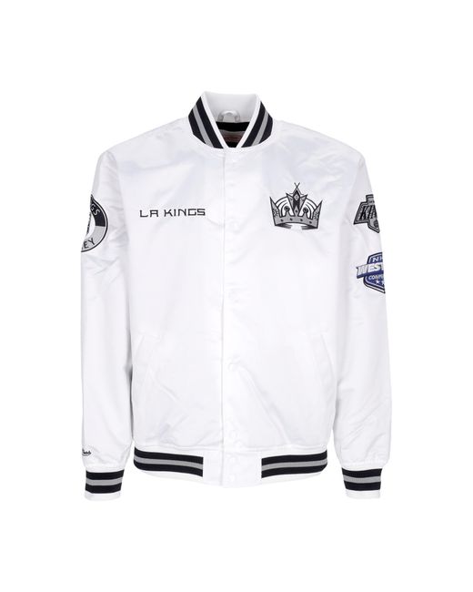 Chaqueta Bomber Nhl Hometown Lw Chaqueta De Saten Para Hombre Loskin Mitchell &amp; Ness de hombre de color White