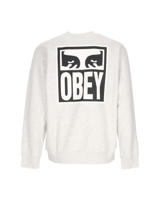 Obey White Eyes Icon Crew Premium Fleece Crewneck Sweatshirt Heather for men