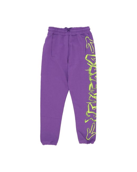 DISCLAIMER Purple Lightweight Tracksuit Pants Side Logo Pant/St Lime for men