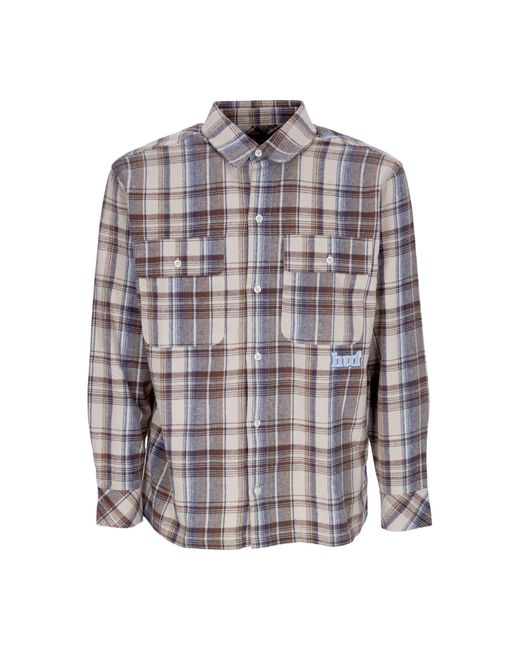 Huf Banks Herren-Flanellhemd Mit Langen Armeln, Creme in Natural für Herren