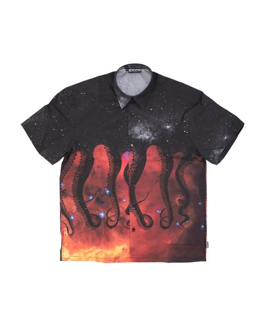 Galaxy Shirt Camisa De Manga Corta Para Hombre Negro Octopus de hombre de color Black