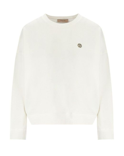 Twin Set White Sweatshirt With Logo