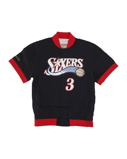 Mitchell & Ness Black Nba Off Court Warm Up Jacket No 3 Allen Iverson Phi76E for men