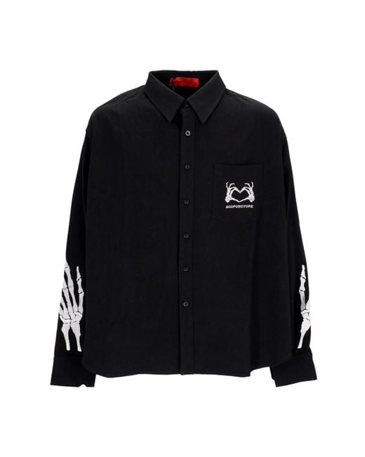 Acupuncture Black Long Sleeve Shirt Skull Heart Shirt for men