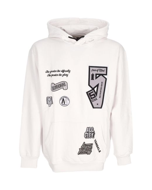 5TATE OF MIND Leichtes Herren-Sweatshirt Mit Kapuze, Graffiti-Patch-Kapuzenpullover, Weib in White für Herren