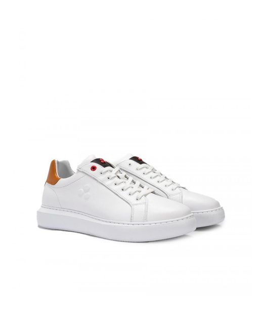 Peuterey Weibes Leder Kontrast Tallone Cammello Helica 02 Biacm in White für Herren