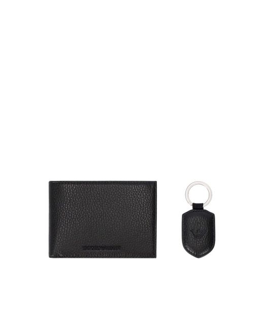 Leather Wallet+Keyholder Set Emporio Armani pour homme en coloris White