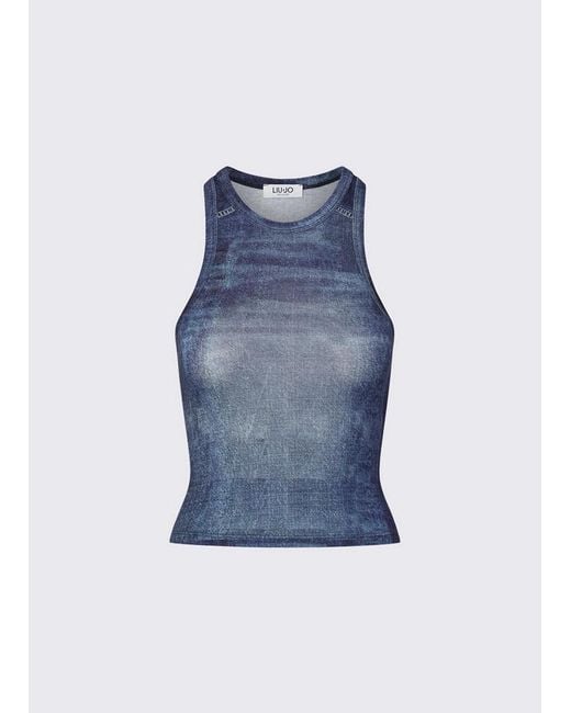 Liu Jo Top Vrouw Effect Denim in het Blue