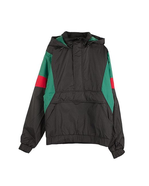 Urban Classics Green 3 Tone Pull Over Jacket for men