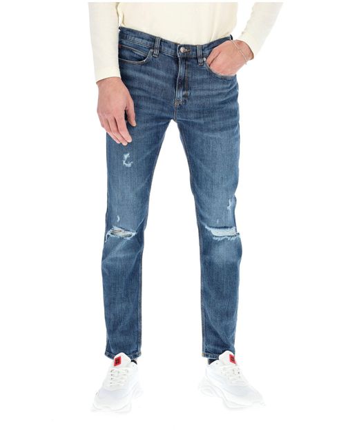 Jeans Avec Dechirures Bleu Moyen HUGO pour homme en coloris Blue