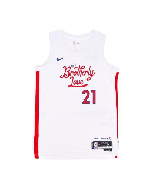 Camiseta Sin Mangas De Baloncesto Para Hombre Nba City Edition 22 Dri-Fit Swingman Jersey No 21 Joel Embiid Phi76E Blanco Nike de hombre de color White
